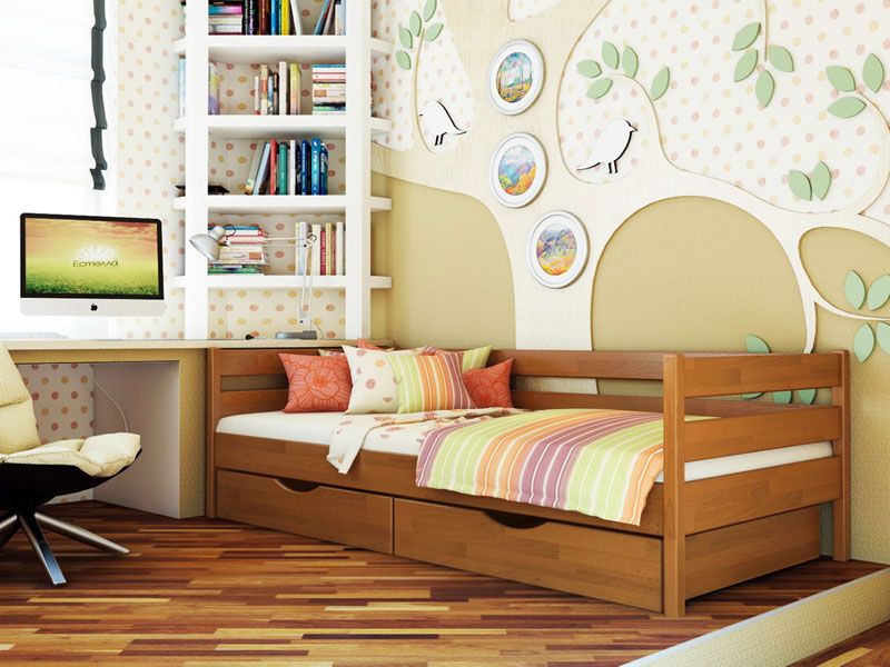 Дерев'яне ліжко Нота, Розмір 11077 фото
