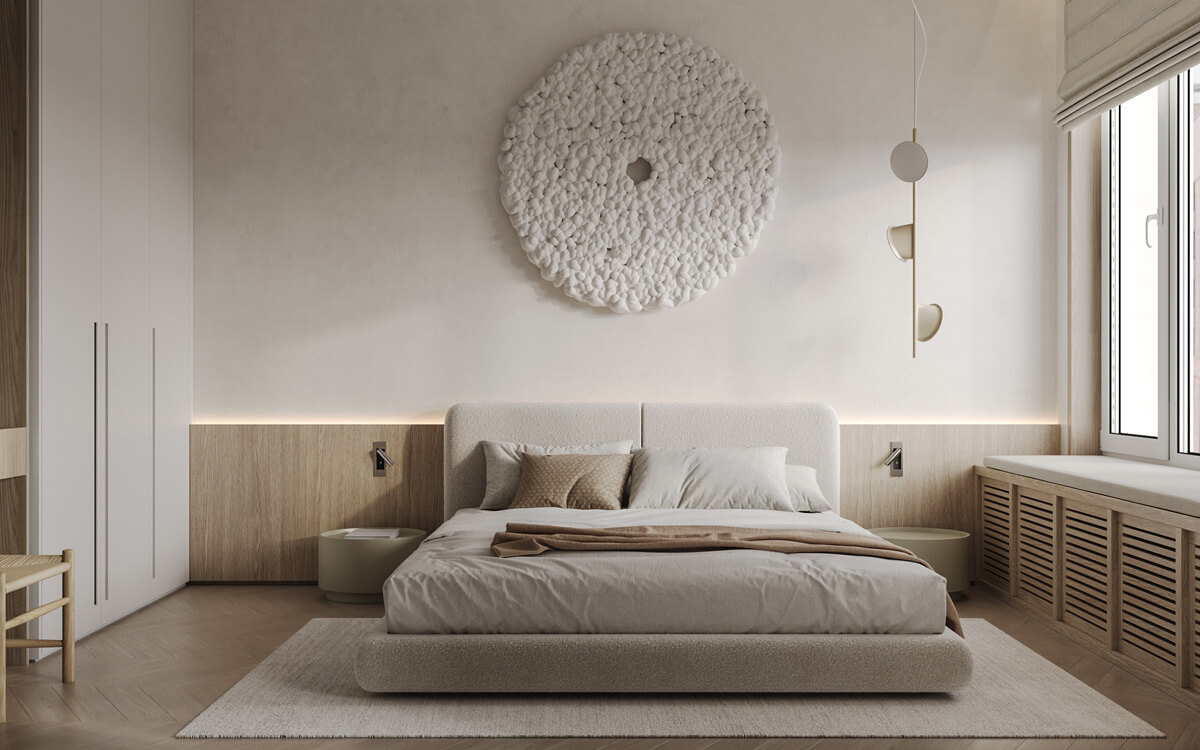 Дерево в спальні Стильна дерев'яна акцентна стіна в спальні: сучасний дизайн інтер'єру 2026.