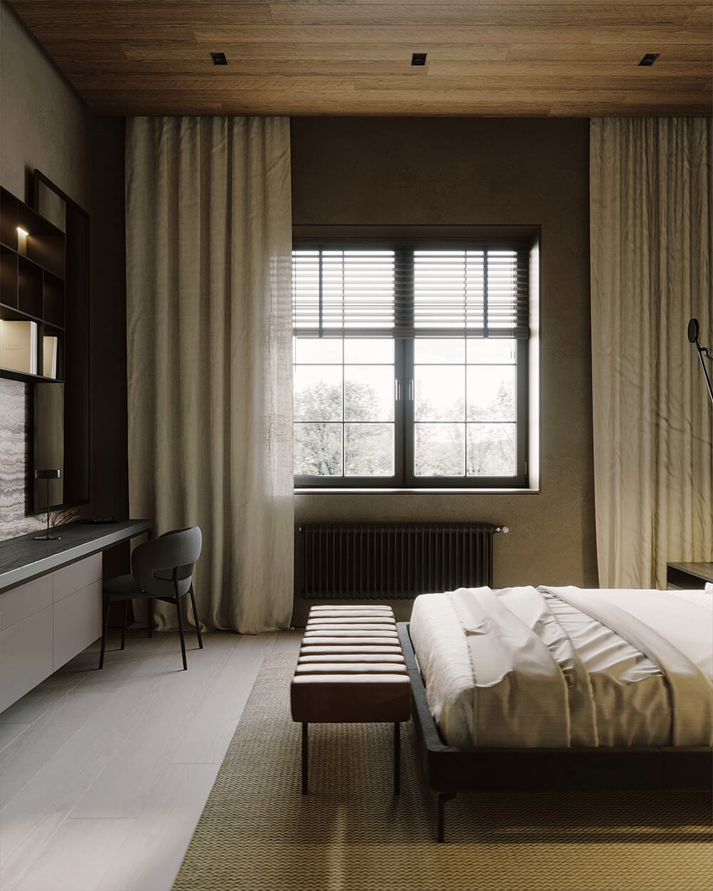 Майстер-спальня: Спокійний сон Дизайн майстер-спальні в спокійних тонах для релаксації та якісного сну.