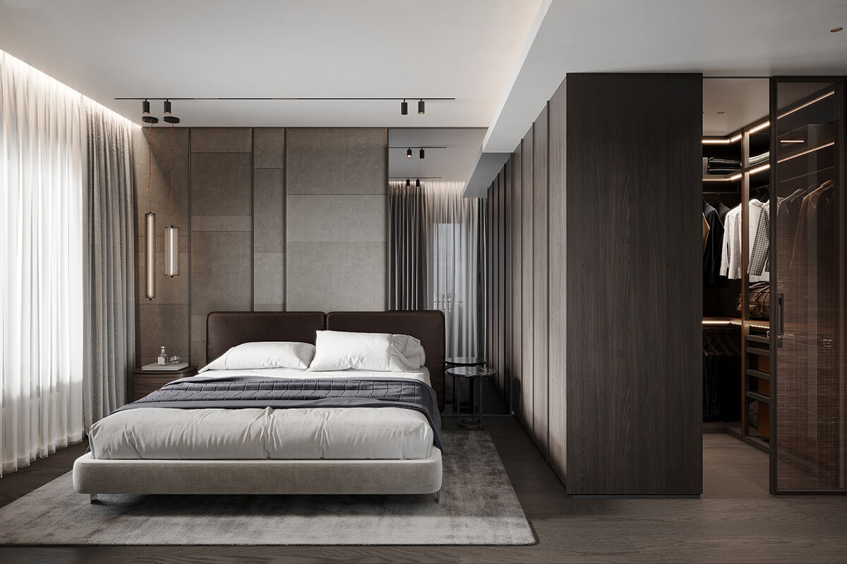 Майстер-спальня: Затишок та спокій Дизайн майстер-спальні з великим ліжком та куточком для читання біля вікна.