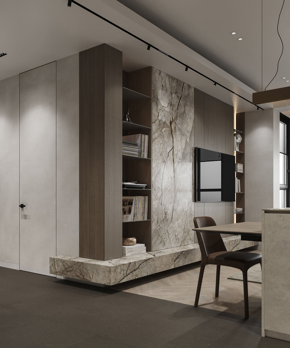 Фактурна декоративна штукатурка створює елегантний дизайн стін у сучасному інтер'єрі 2026.