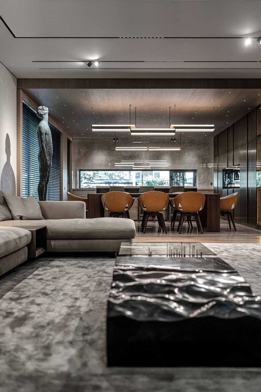 Текстури та матеріали Сучасний дизайн кухні-вітальні 50 кв.м: поєднання різних текстур і матеріалів.