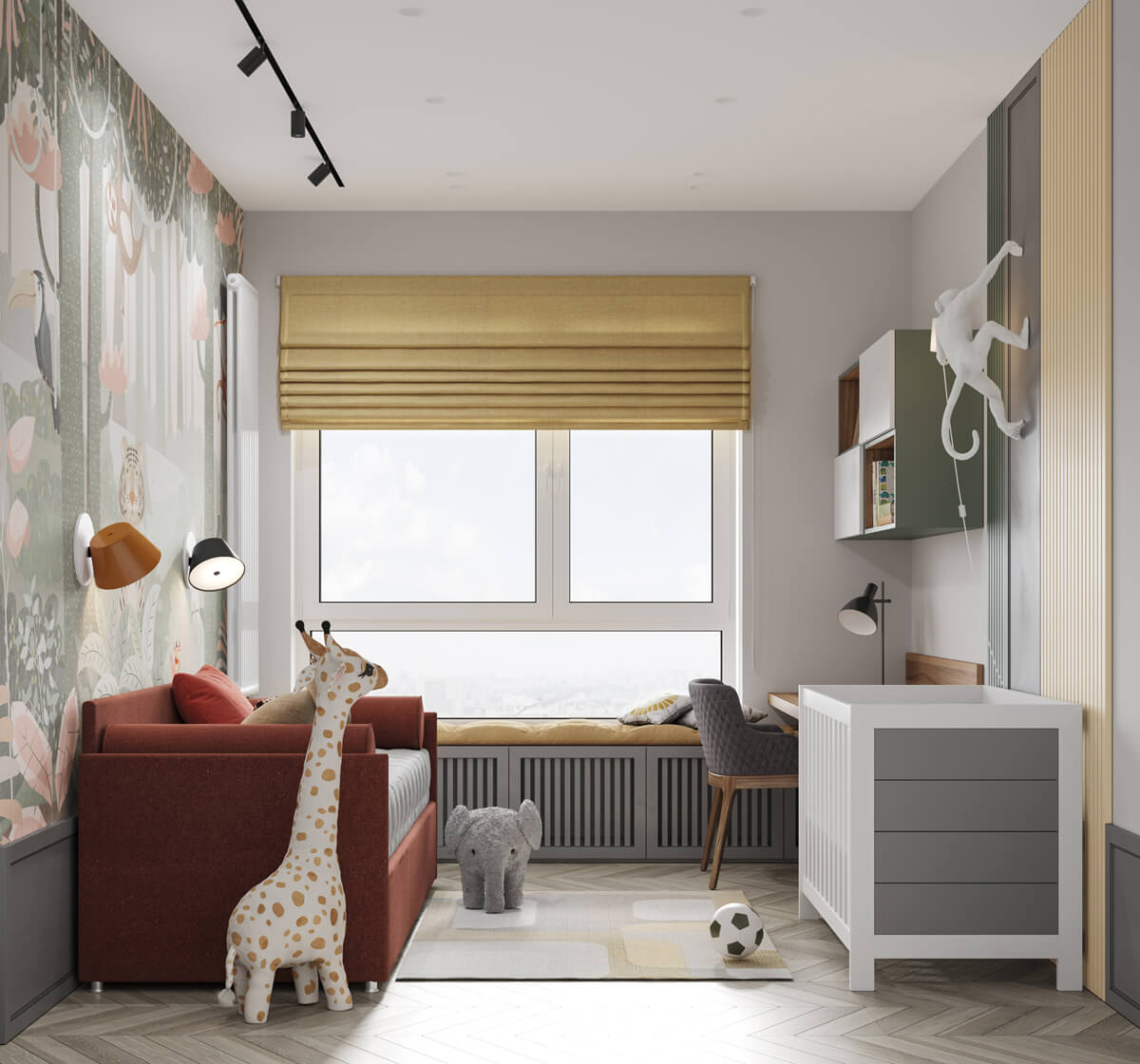 Продумане планування квартири 100 м² з зонами для відпочинку, роботи та приготування їжі.