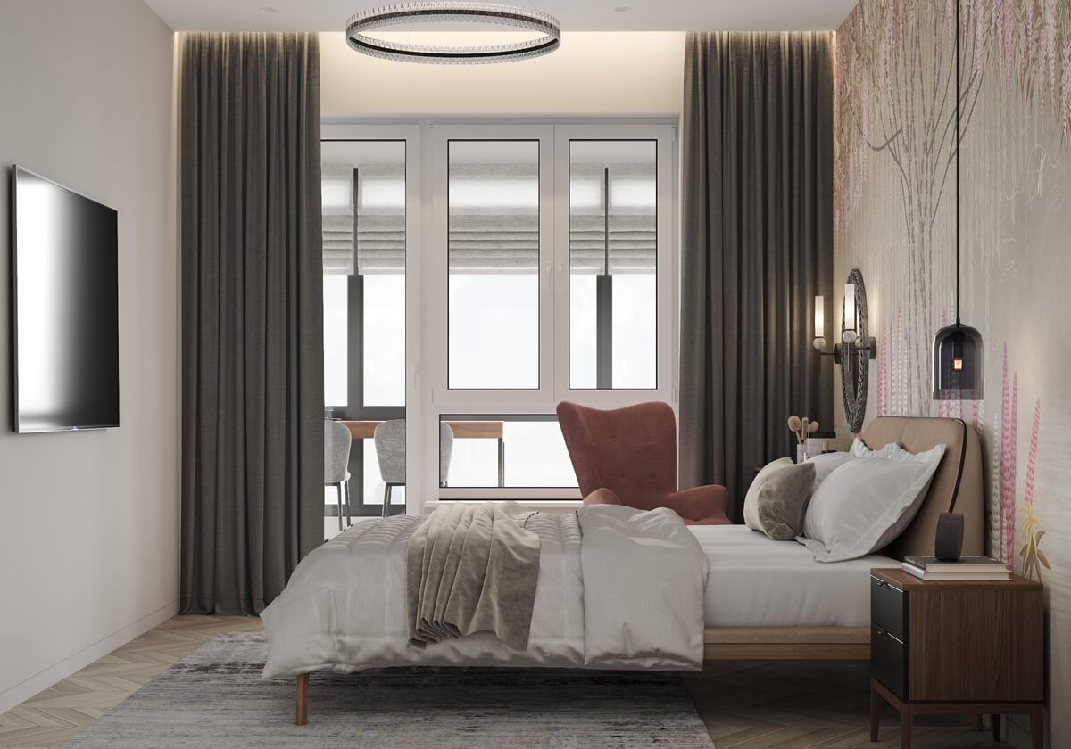 Дитяча кімната в квартирі 100 м² з яскравими акцентами, ігровою зоною та ліжком-горищем.