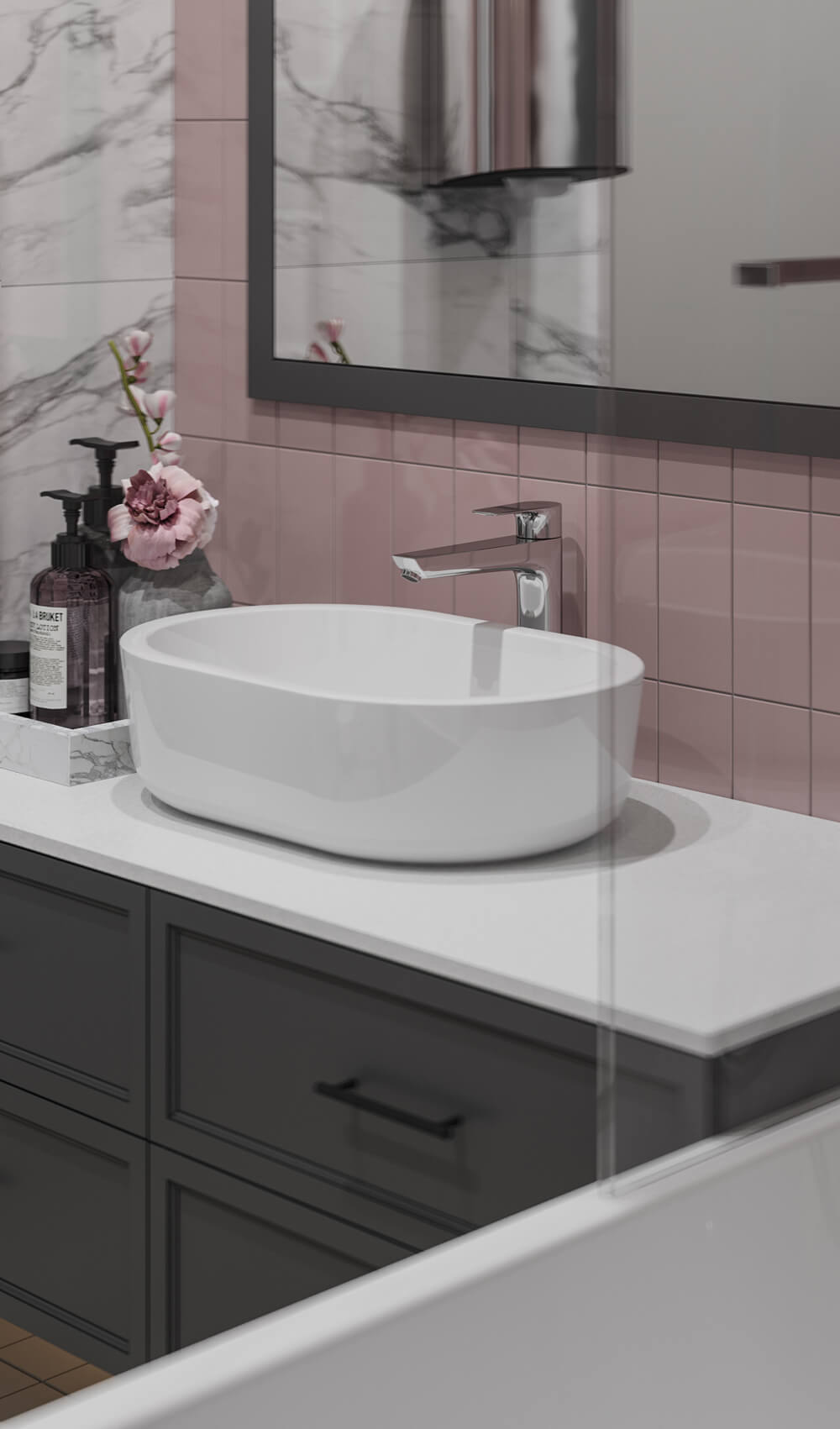 Інтер'єр балкону в квартирі 100 м² з зоною відпочинку, плетеними меблями та зеленими рослинами.