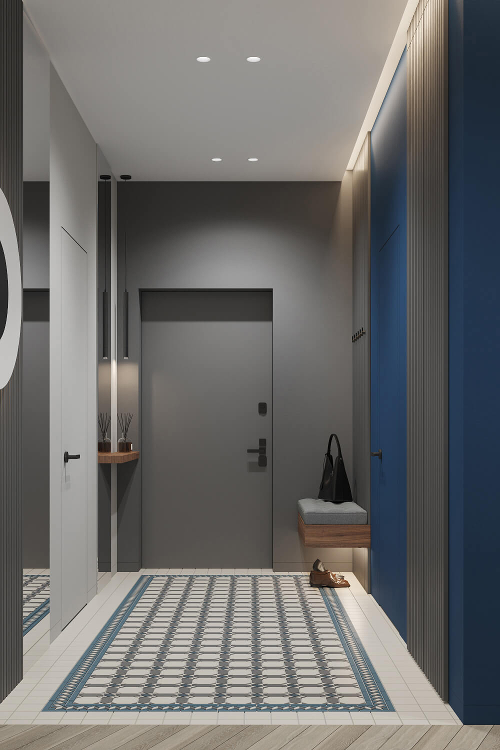 Дизайн ванної кімнати в квартирі 100 м² з плиткою під мармур та сучасною сантехнікою