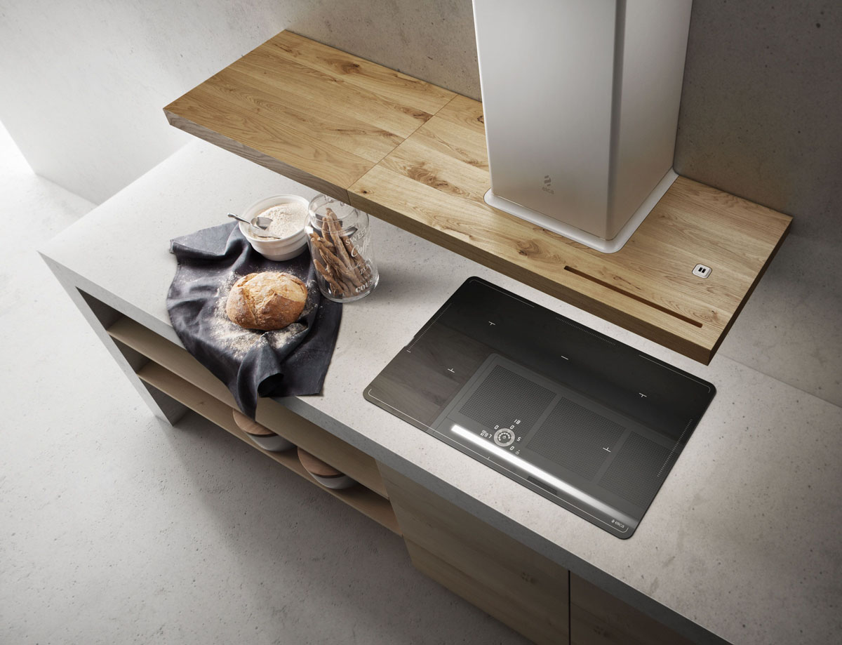 Вбудована кухонна витяжка в шафі, елегантно інтегрована в кухонний гарнітур.