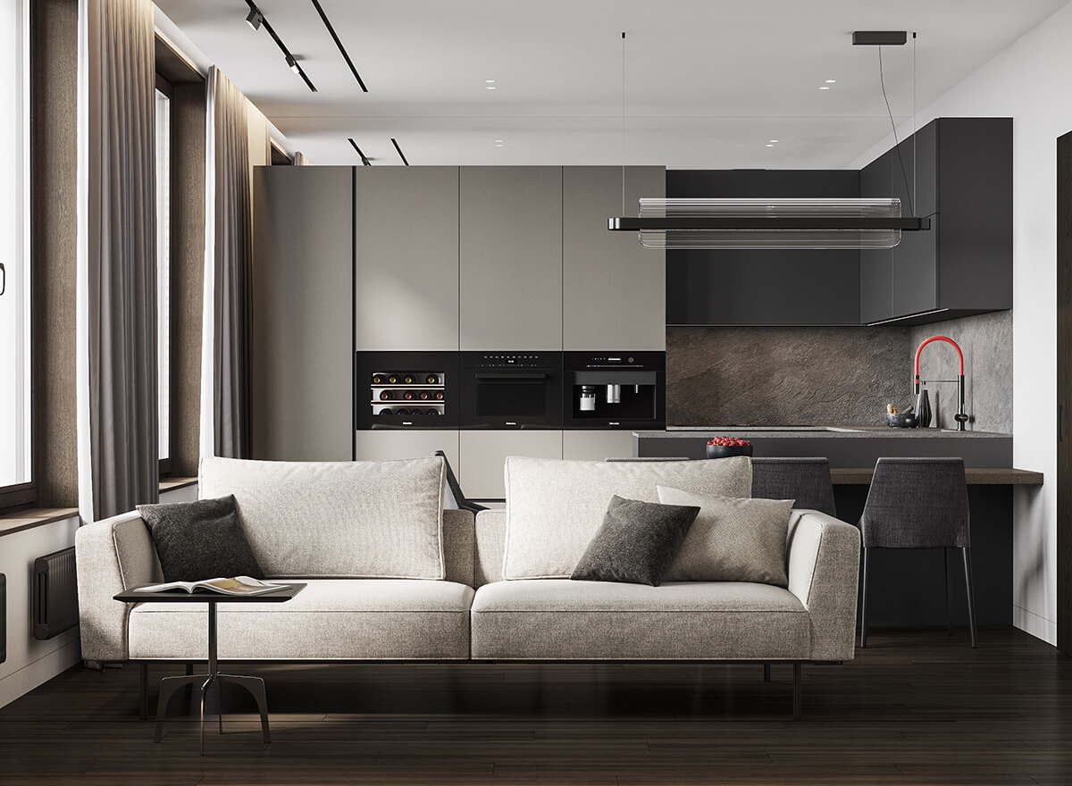 Зонування простору подіумом 2026: відокремлена зона відпочинку в дизайні інтер'єру.