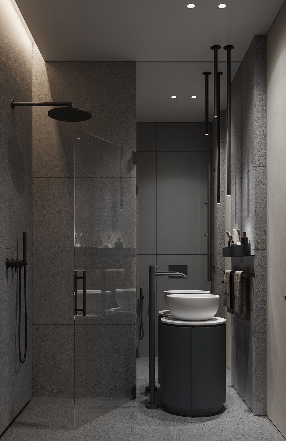 Функціональна душова перегородка з прозорого скла та зручним рушникотримачем для ванної.