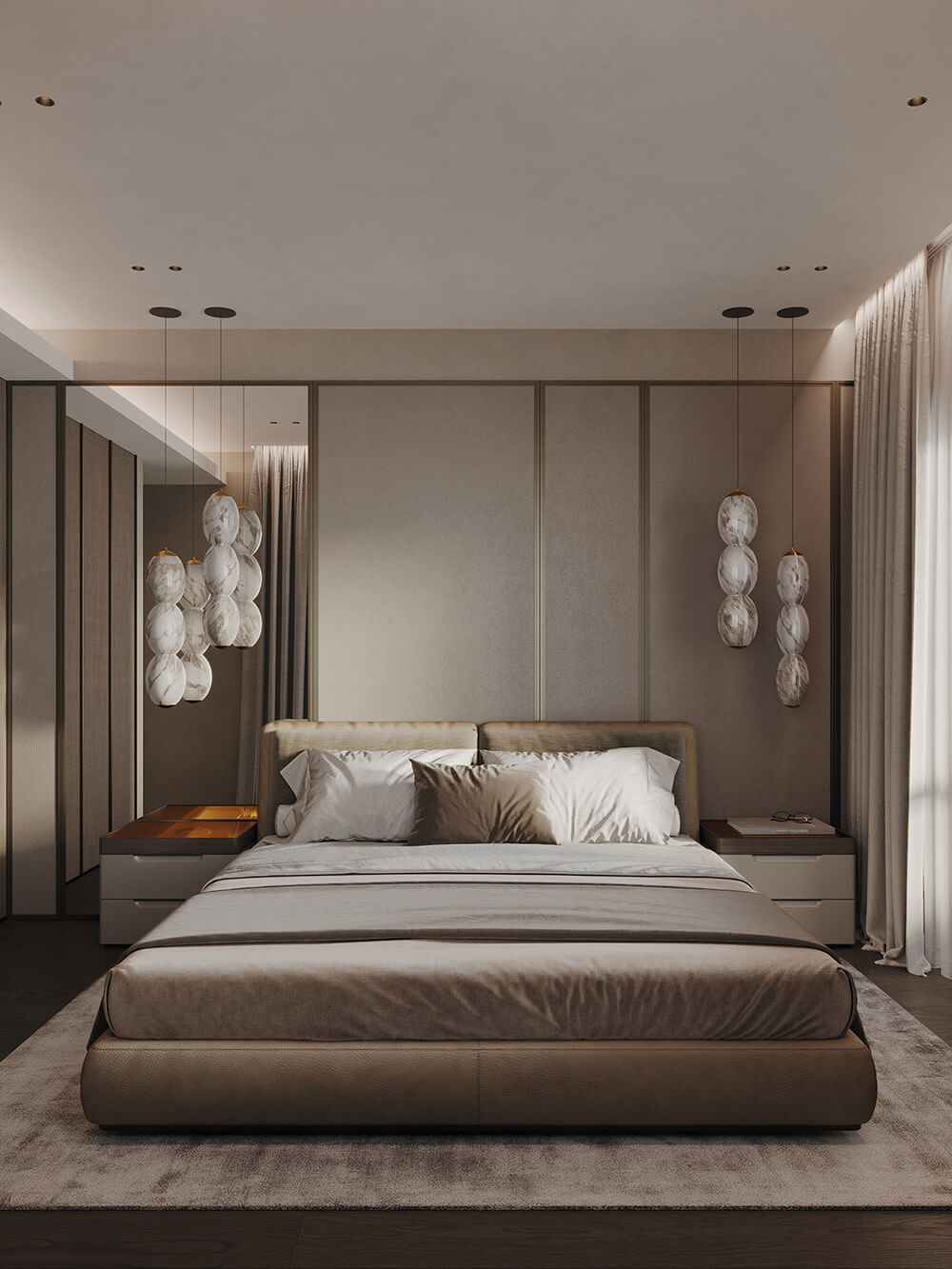 Елегантний інтер'єр з лляними шторами та декоративними подушками з натурального текстилю.