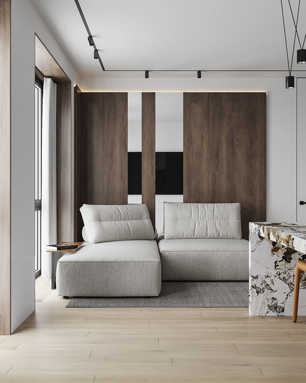 Контраст текстур та кольорів: приклади використання різних видів натурального шпону.