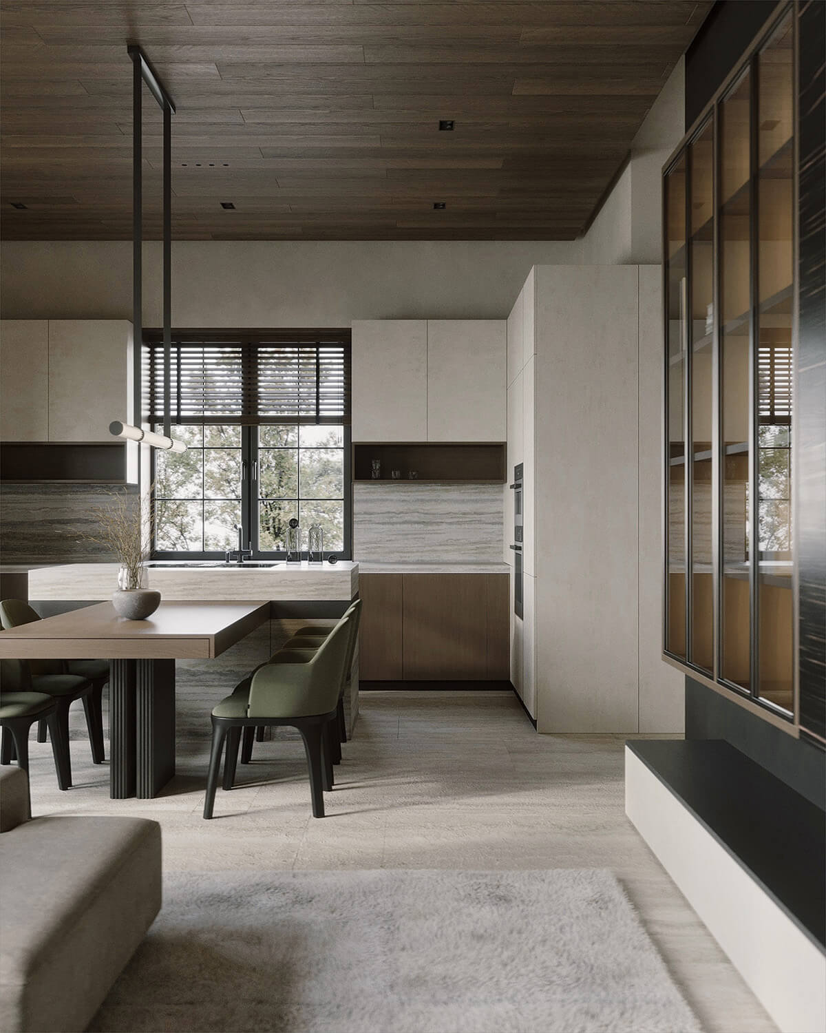 Сучасна вітальня 2026: гармонійне поєднання дерев'яних меблів різних світлих відтінків дерева.