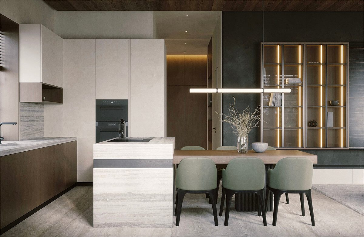 Поєднання різних порід дерева в інтер'єрі коридору для унікального дизайну, 2026.