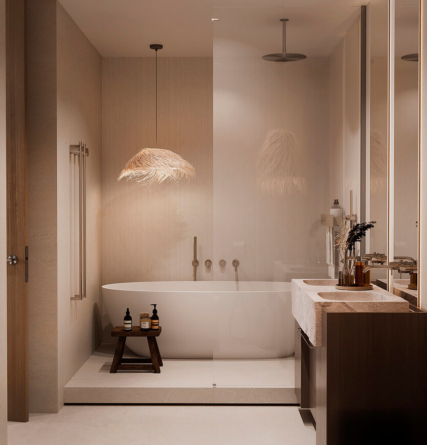 Мінімалістична ванна кімната в стилі SPA з акцентом на спокій 2026.