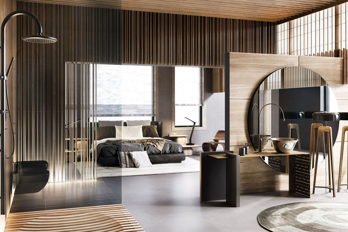 Стильна сантехніка 2026 Сучасна ванна кімната з елегантною сантехнікою та вбудованими змішувачами для дому.