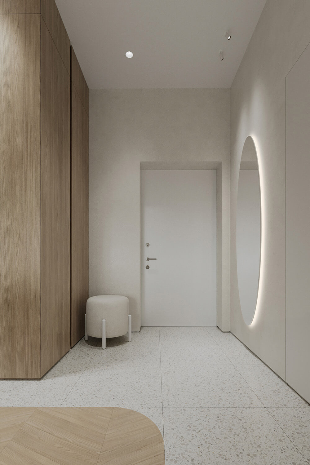 Кремовий куточок для читання: плетене крісло, торшер для затишного інтер'єру.