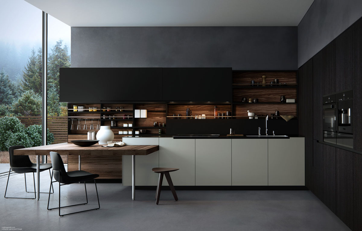 Світла кухня з полицями Кухня у світлих тонах з відкритими полицями: простора та світла атмосфера.