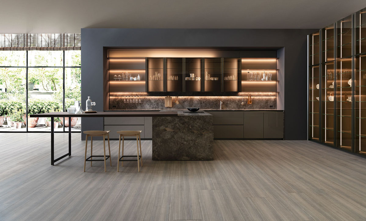 Декор на відкритих полицях Дизайн кухні з акцентом на красивий посуд та аксесуари на відкритих полицях.