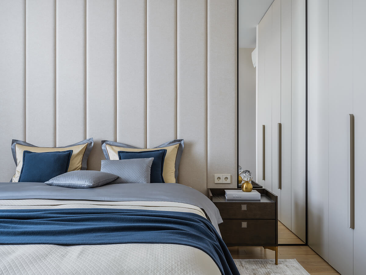 Розкіш кабінету Шкіряні м'які стінові панелі в кабінеті для розкішного та елегантного мінімалістичного дизайну.