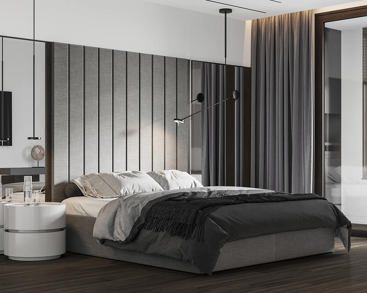 Сучасні м'які стінові панелі у вітальні: елегантний дизайн для затишного інтер'єру.