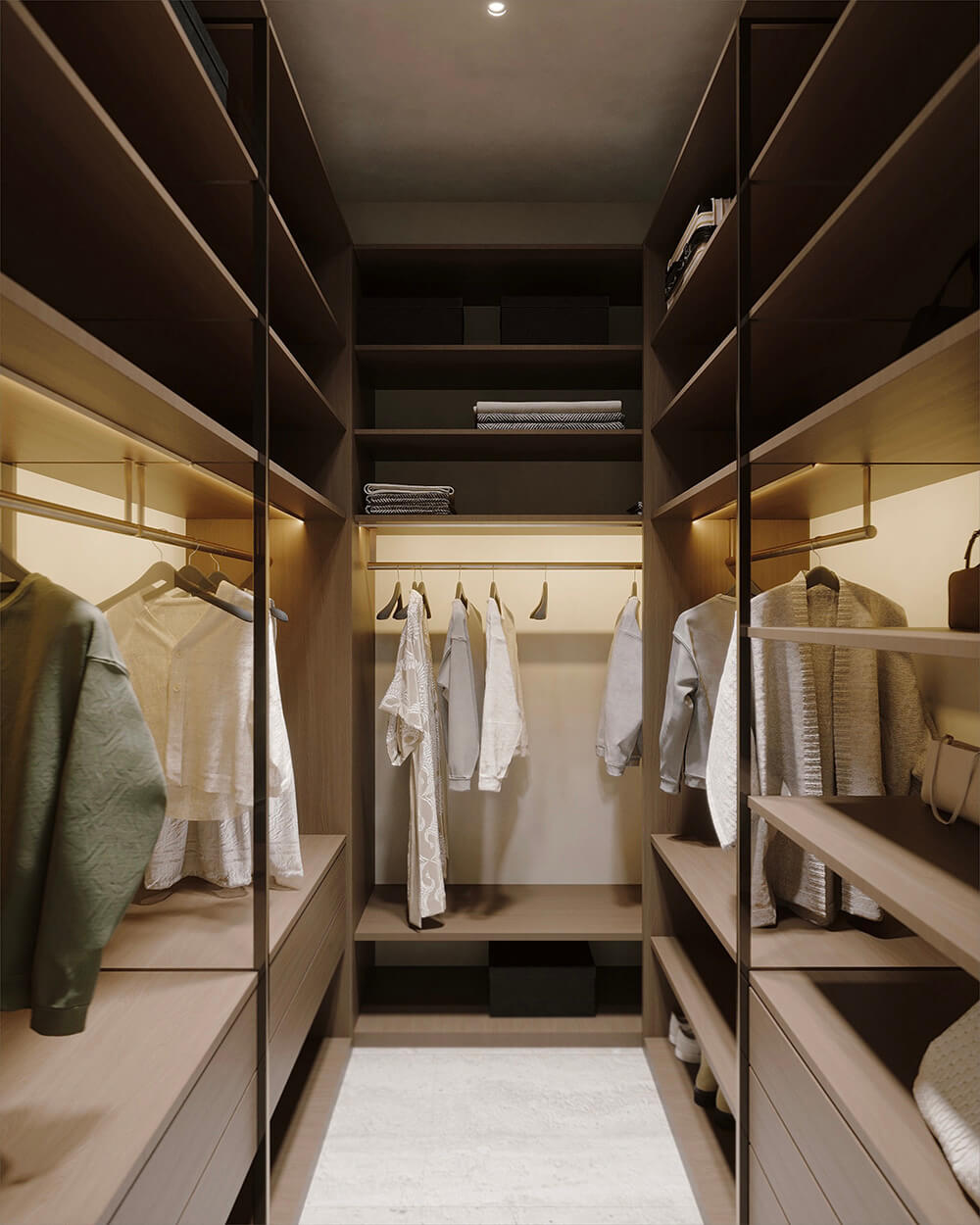 Зелений стелаж вітальні Стелажі з рослинами та декором: відкрита система зберігання в інтер'єрі вітальні.