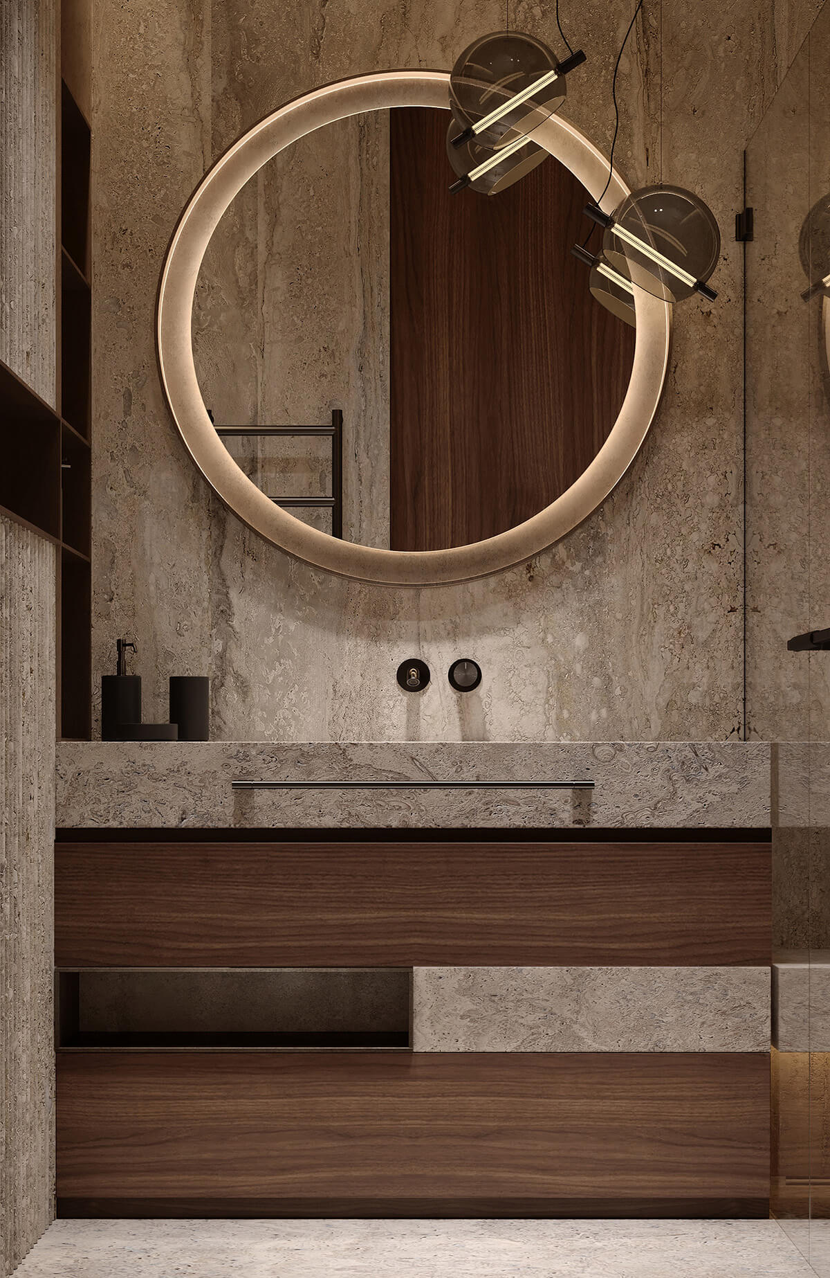 Приліжкова тумбочка з дуба в спальні: яскраво виражена текстура деревини.