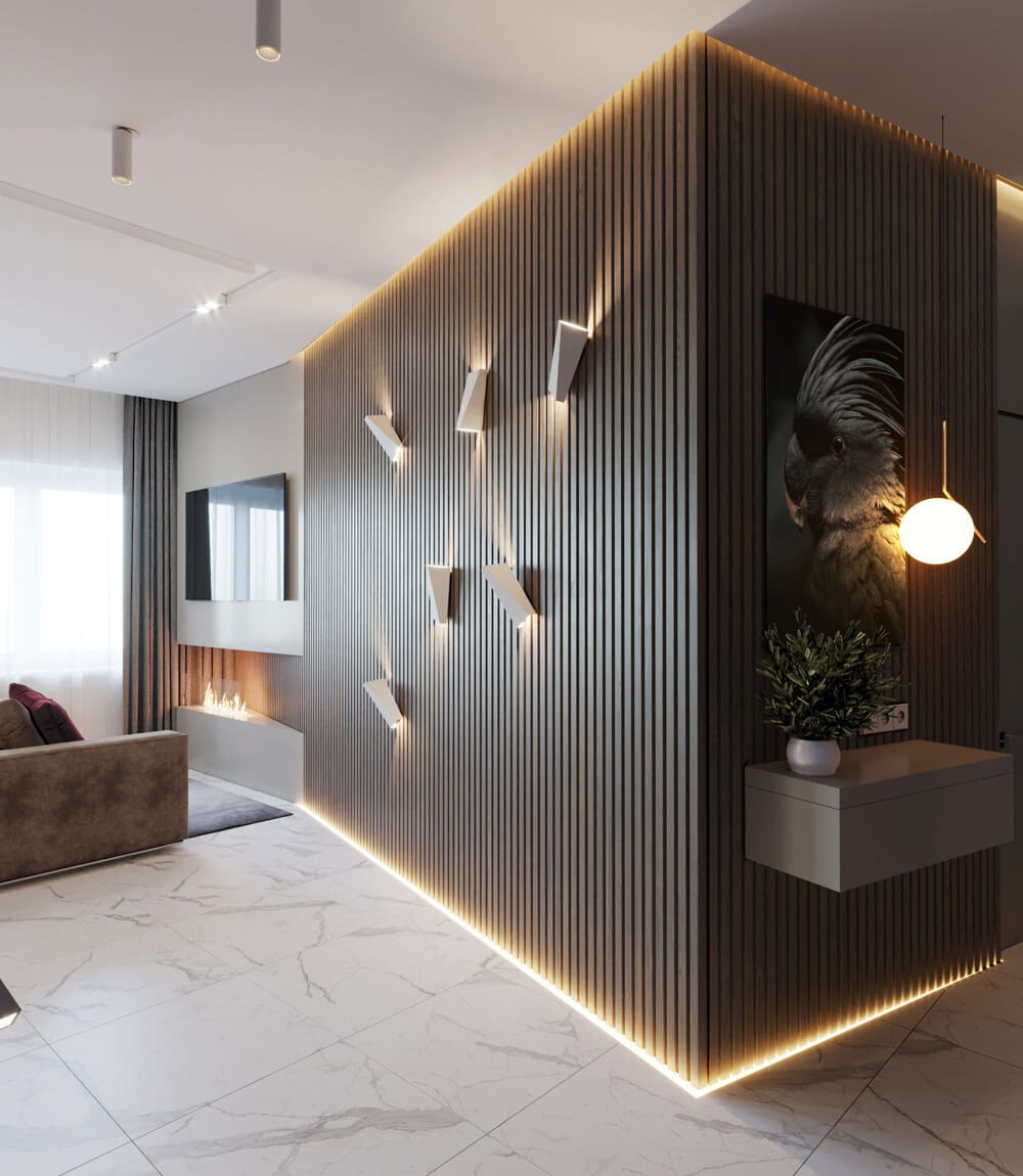 Ідея для дому: парящі стіни з підсвіткою в сучасному інтер'єрі, візуальне розширення простору.