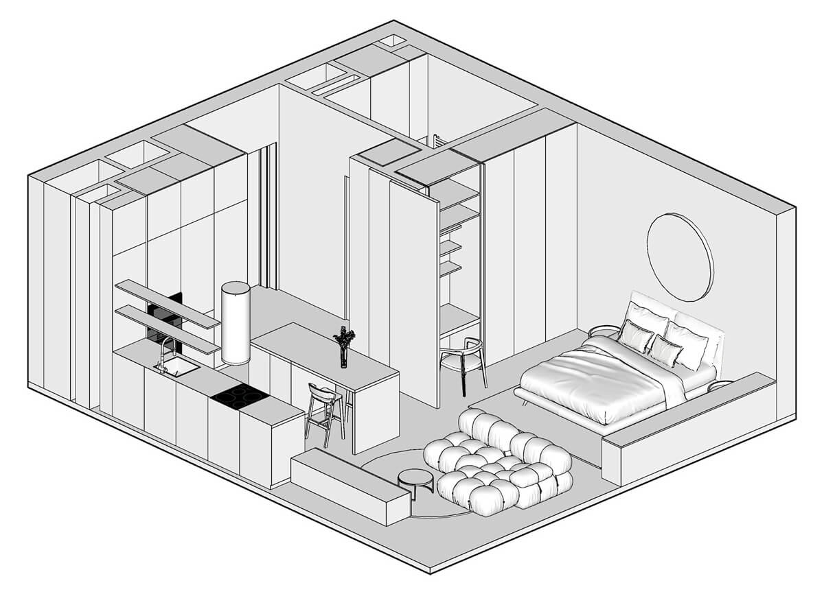 Перепланування в новобудові 2026: зручна гардеробна кімната для зберігання речей.