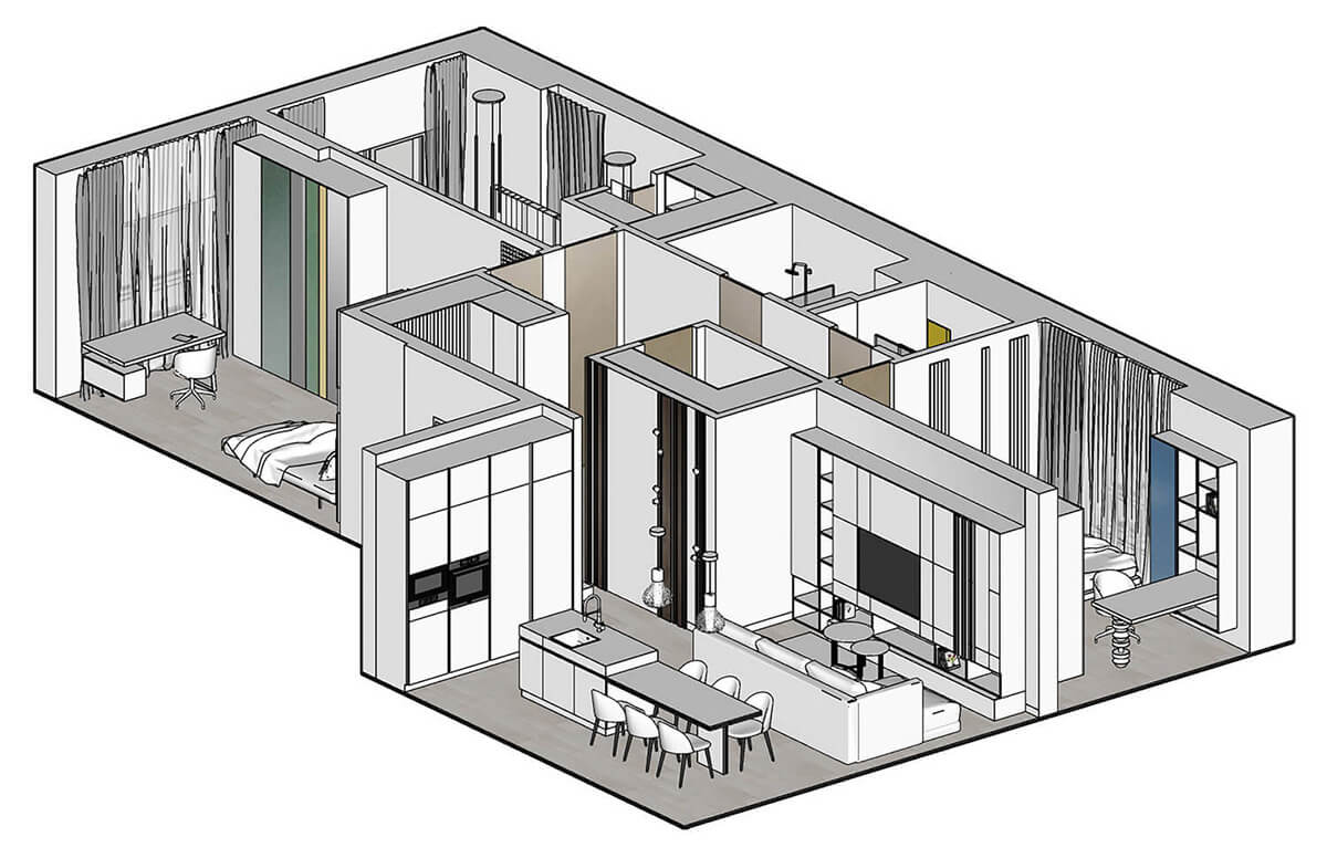 Проект перепланування квартири у 2026: дизайн, технічні рішення та візуалізація простору.