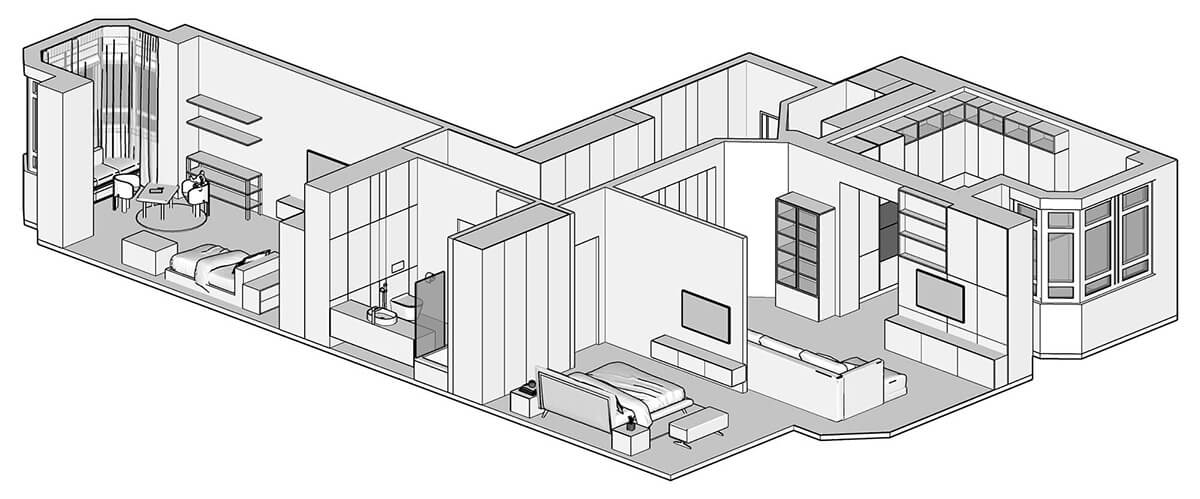 Сучасний інтер'єр квартири в новобудові після вдалого перепланування у 2026 році.