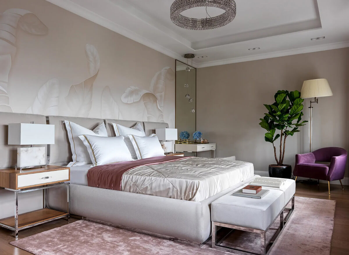 Елегантне покривало створює атмосферу комфорту в сучасній спальні.