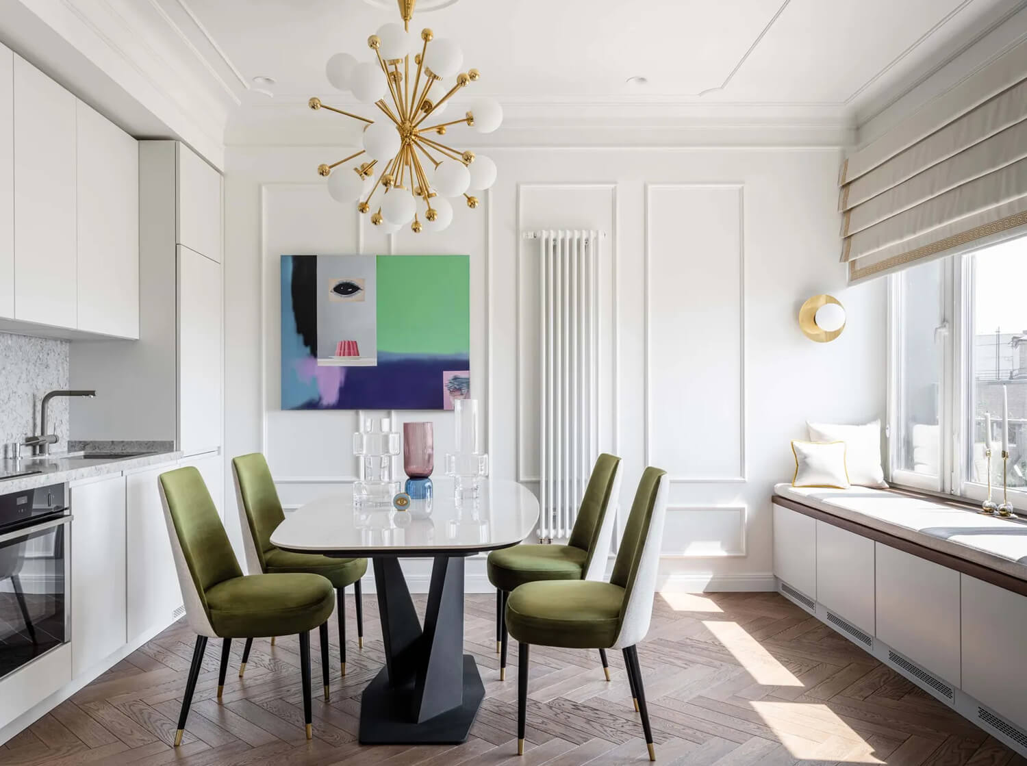 Сучасний інтер'єр Стильний інтер'єр двокімнатної квартири з сучасними матеріалами та меблями.