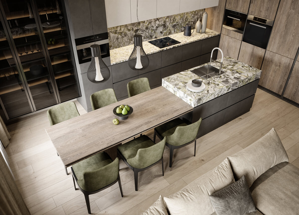 Мінімалістичний сучасний балкон 2026 з лаунж-зоною та видом на місто, для відпочинку на свіжому повітрі.