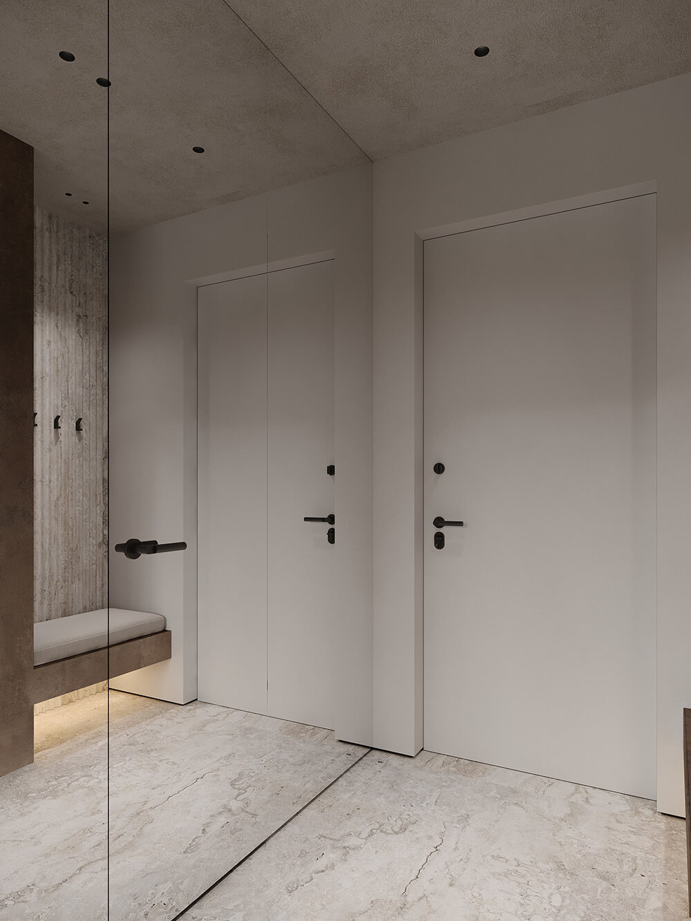 Камін з травертину Оздоблення каміна травертином: розкішний камінь у вітальні, що створює затишну атмосферу.