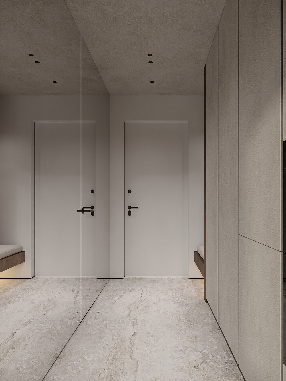 Стіна з травертину Стіна оздоблена травертином: унікальна текстура та колір натурального каменю в інтер'єрі.