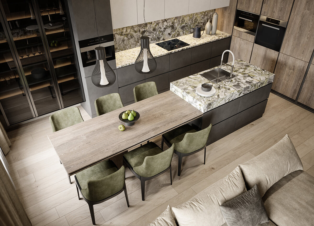 Мармур у ванній Елегантна ванна кімната з зеленим мармуром: оздоблення для розкішного інтер'єру