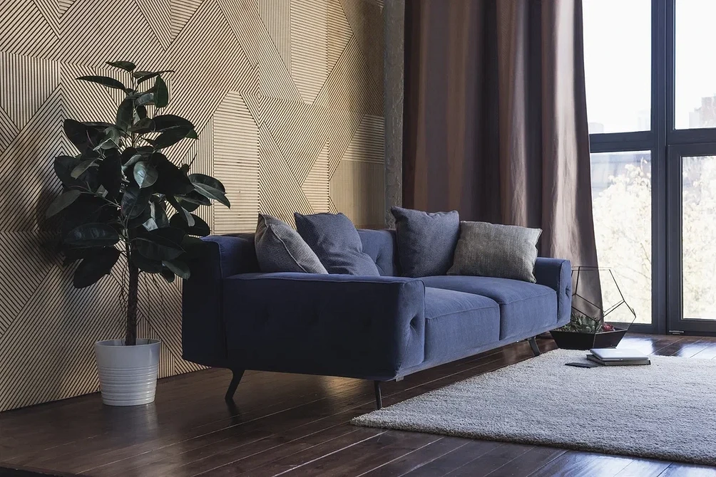 Текстура і колір оббивки дивану: вибір тканини для меблів у вітальні.