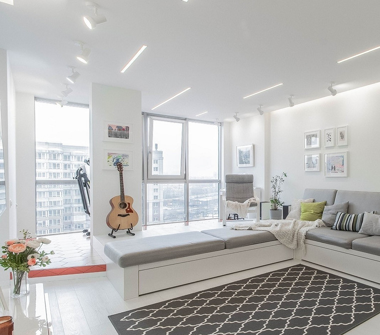 Зонування подіумом 2026 Дизайн квартири з подіумом 2026: сучасне зонування простору та організація інтер'єру.