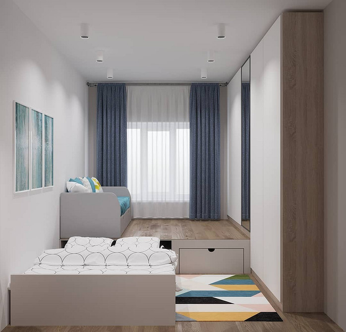 Робочий простір Сучасний дизайн 2026 з подіумом як робочий простір у квартирі-студії.