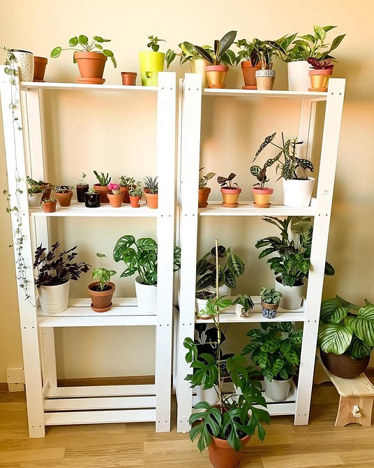 Стелаж Альберт IKEA у вітальні з книгами та декоративними елементами.