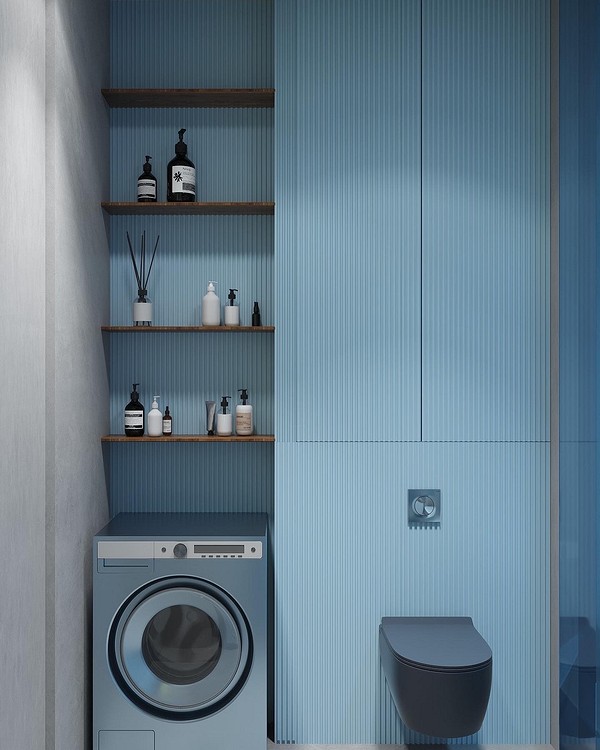 Торцева стінка шафи, обклеєна шпалерами в тон стін, створює єдиний стиль.