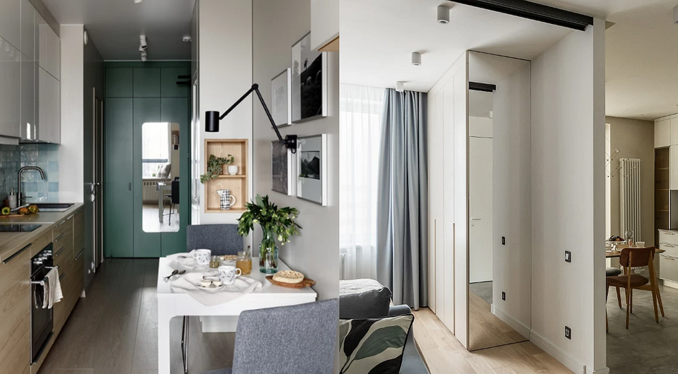 Відкриті полиці на торці шафи для книг та декору, організація простору.