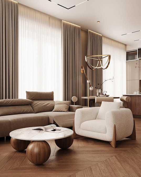 Елегантна біла кухня з мармуром та золотом: розкішний інтер'єр 2026.