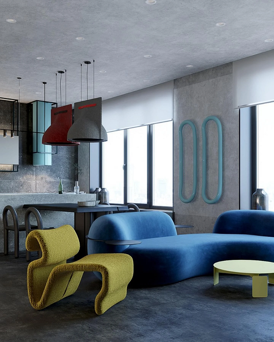 Світлий монохромний диван з дерев'яними ніжками в мінімалістичному скандинавському інтер'єрі вітальні.