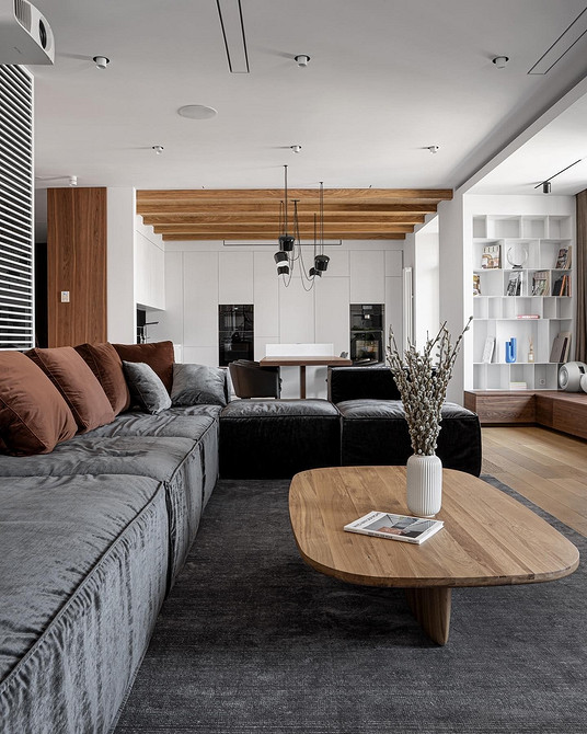 Великий кутовий диван у вітальні: сучасний дизайн та комфорт для відпочинку