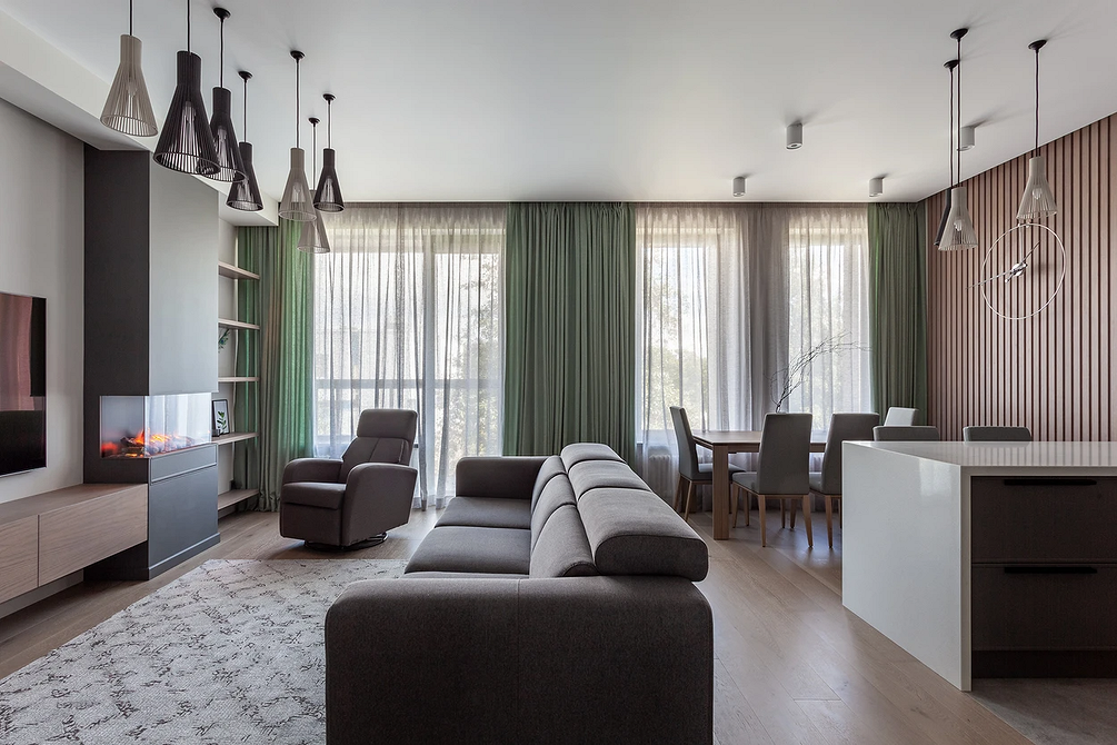 Сучасний диван в інтер'єрі вітальні: 69 фото з прикладами стильного оформлення