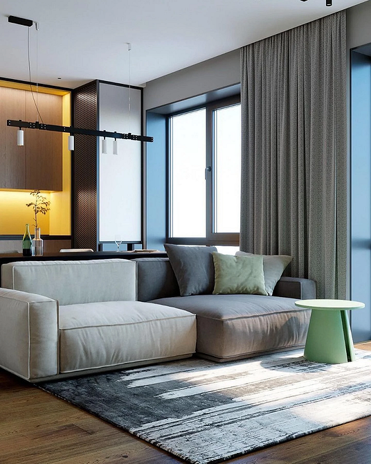 М'який кутовий диван у вітальні: затишок та стиль в інтер'єрі.