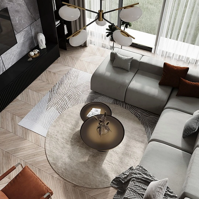 Модульний диван у вітальні: сучасний дизайн та комфорт м'яких меблів.