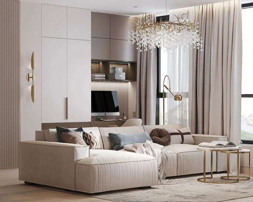 Дизайн вітальні з великим диваном: сучасні тренди та мінімалістичний стиль інтер'єру