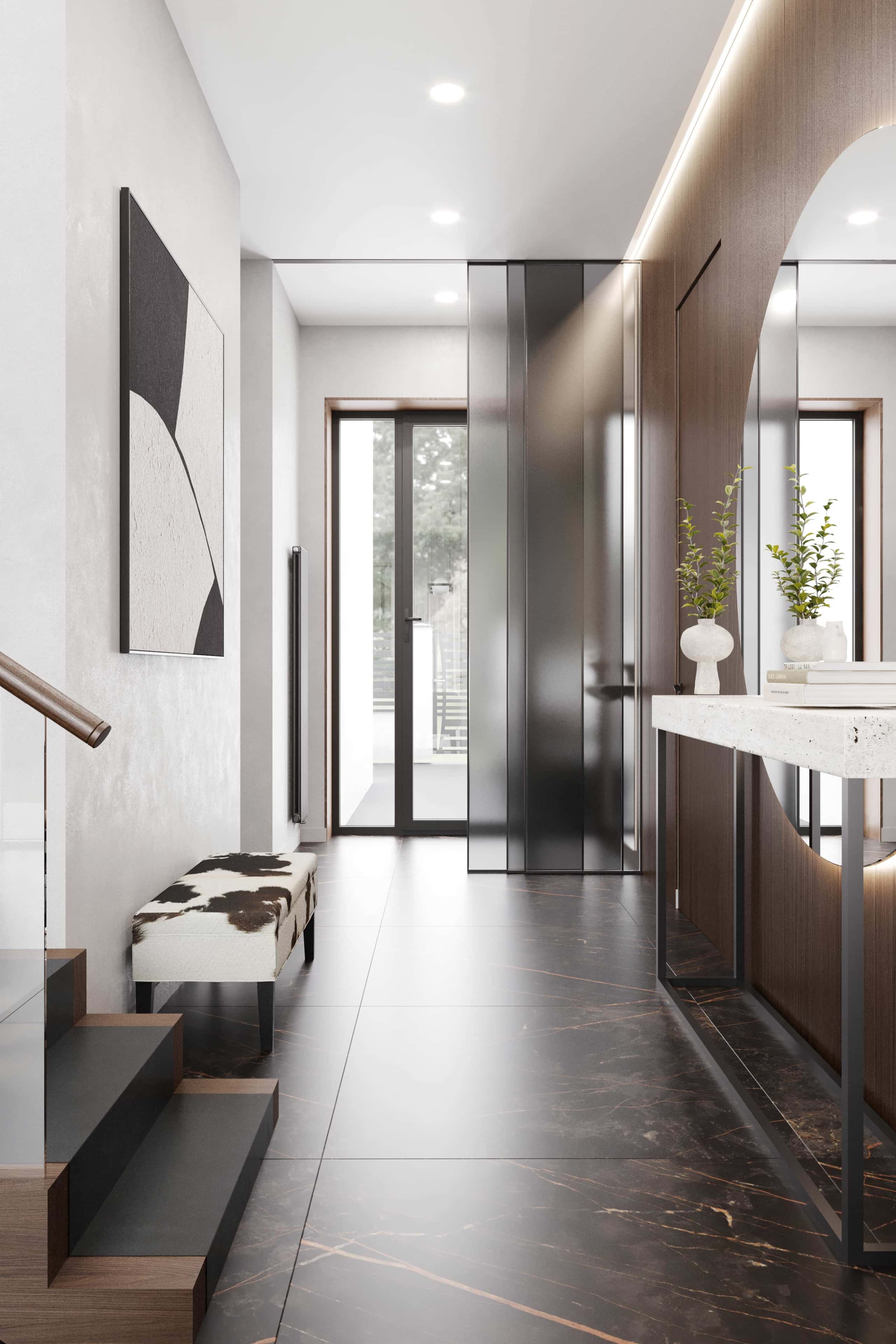 Скандинавський інтер'єр з панорамними вікнами, простота, функціональність та стильний дизайн.